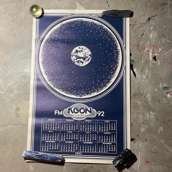 Vintage Poster Art,l Radio Station Oregon, 1970s, Planet Earth, Collectible - Picture 2 of 4